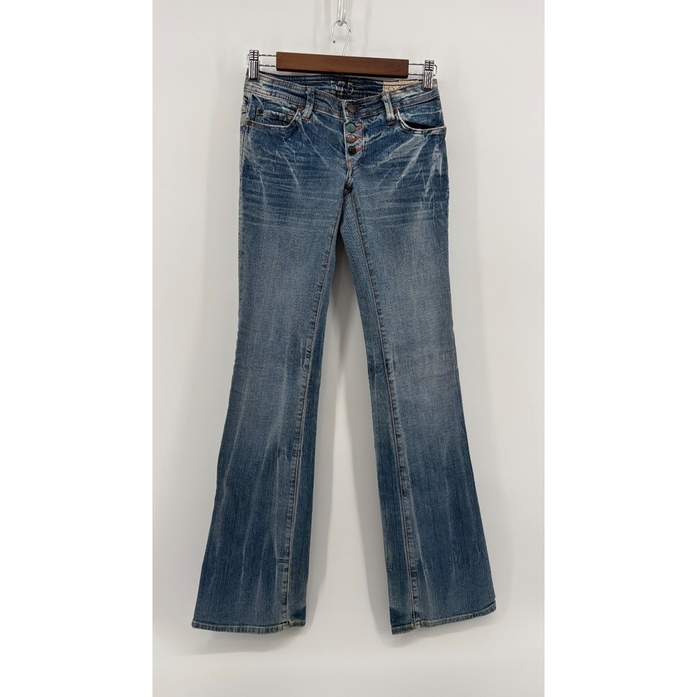 575 Denim California Lifestyle Bootcut Jeans Blue Button Fly Whisker Womens 25